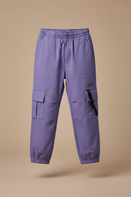 Pantalon Cargo Violet Ample Poches Garçon Streetwear - Polyester - vue 3