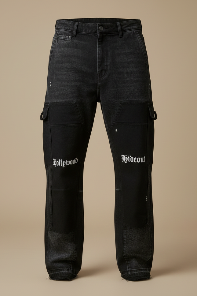Pantalon Cargo Noir Décontracté Ample Imprimé Streetwear - Jean - vue 3