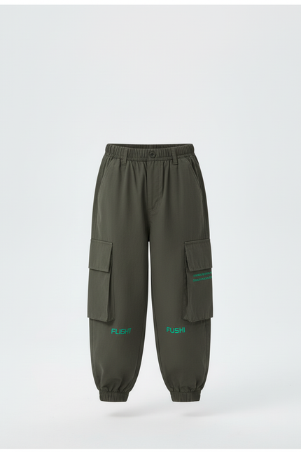 Pantalon Cargo Kaki Ample Décontracté Enfant Poches - Coton - vue 3