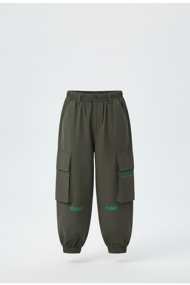 Pantalon Cargo Kaki Ample Décontracté Enfant Poches - Coton - vue 3