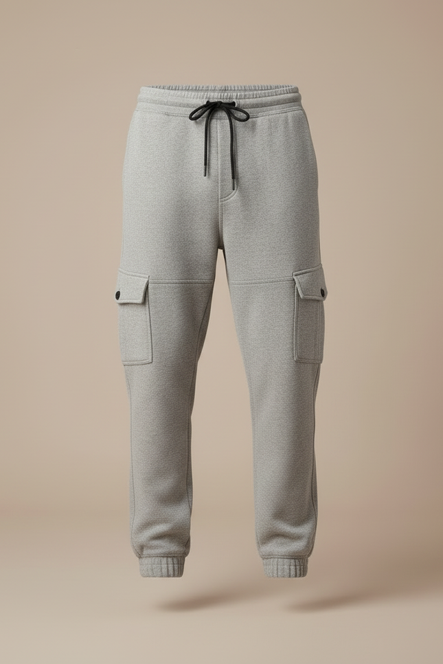 Pantalon Cargo Gris Molletonné Confortable Multipoches Homme - vue 3