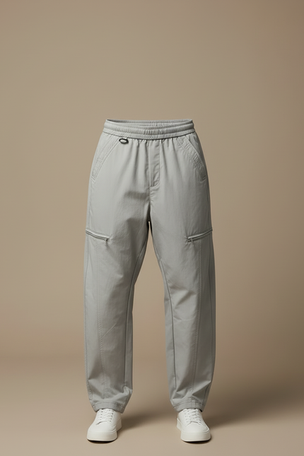 Pantalon Cargo Gris Clair Ample Décontracté Homme - Polyester - vue 3