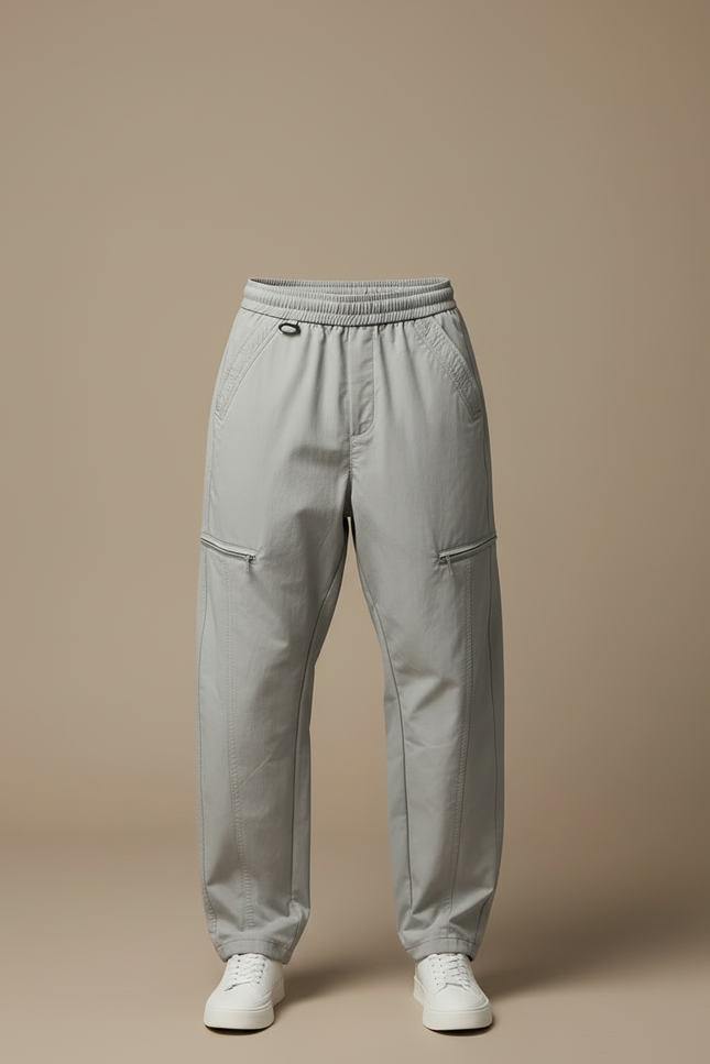 Pantalon Cargo Gris Clair Ample Décontracté Homme - Polyester - vue 3