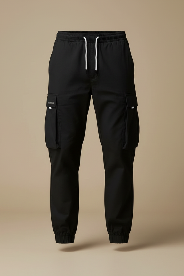 Pantalon Cargo Noir Cordon Ample Poches Homme - Polyester - vue 3