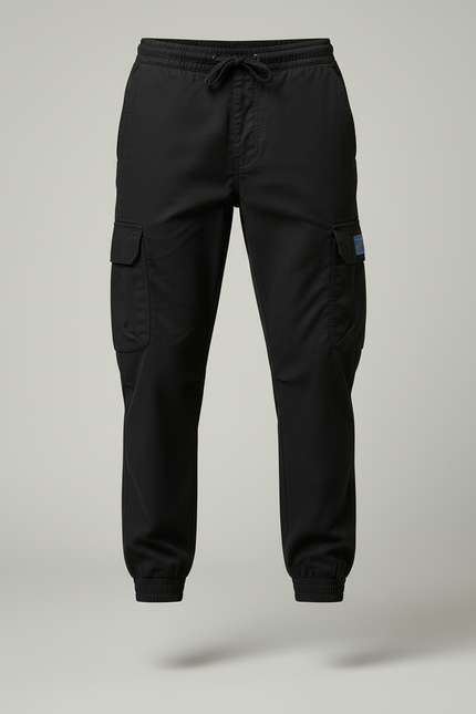 Pantalon Cargo Noir Homme Coton Multipoches Décontracté - vue 3