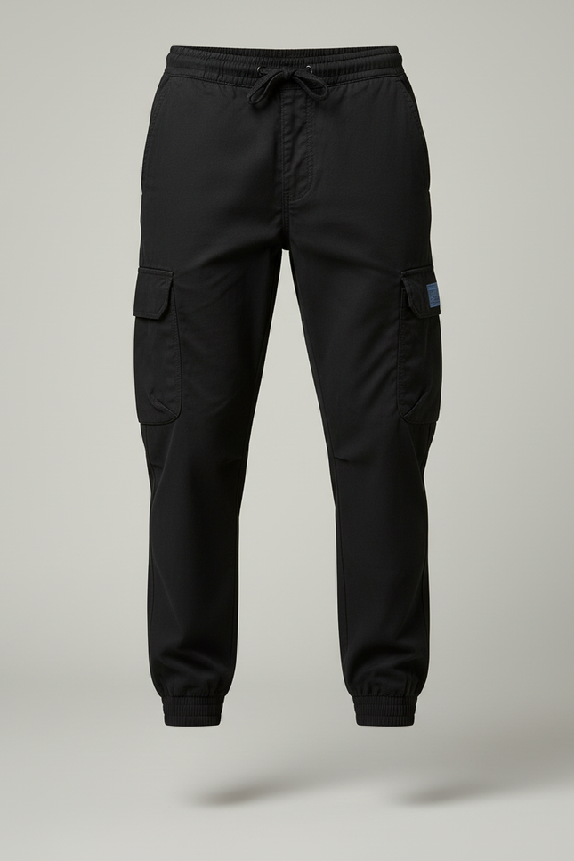 Pantalon Cargo Noir Homme Coton Multipoches Décontracté - vue 3