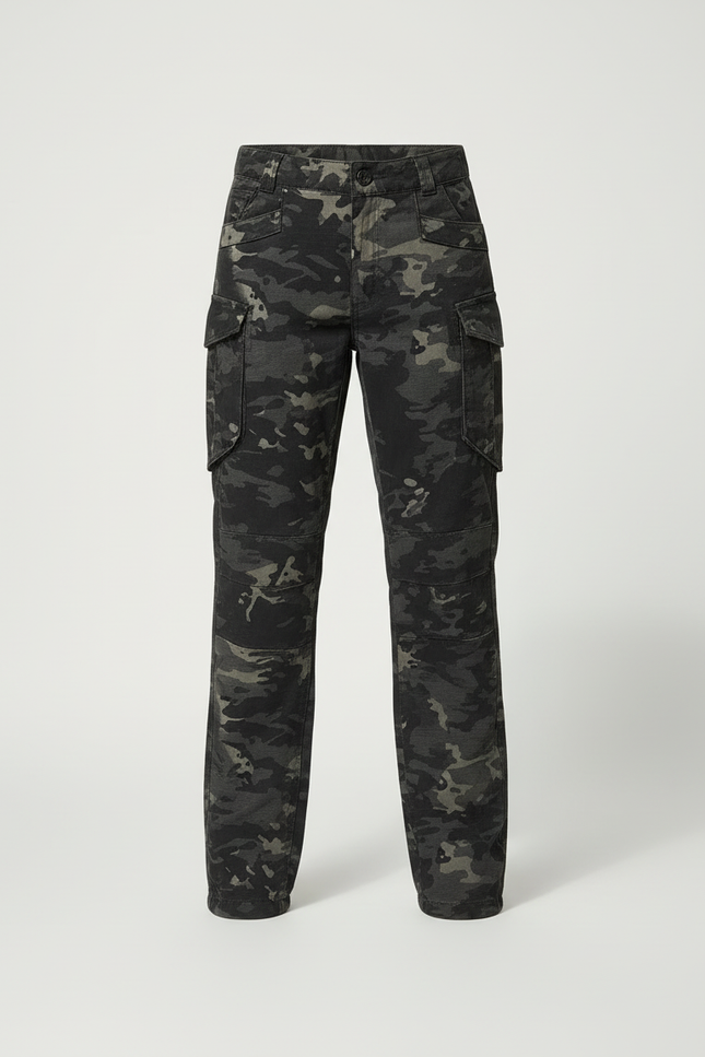 Pantalon Cargo Camouflage Militaire Noir Ample - Multicolore Coton - vue 3
