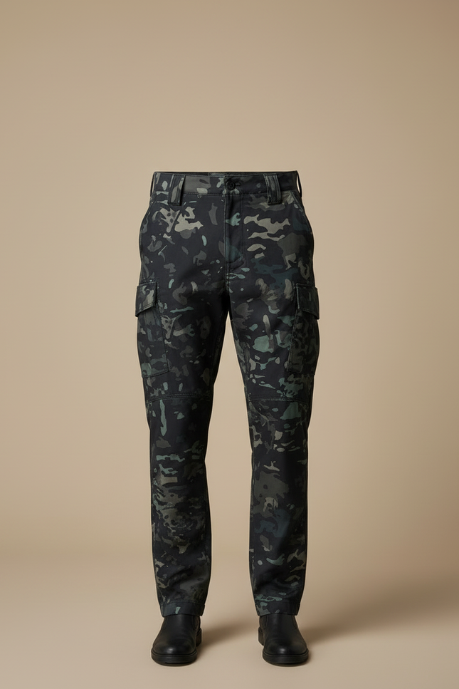 Pantalon Cargo Camouflage Militaire Multipoches Droit Homme - Multicolore Toile - vue 3