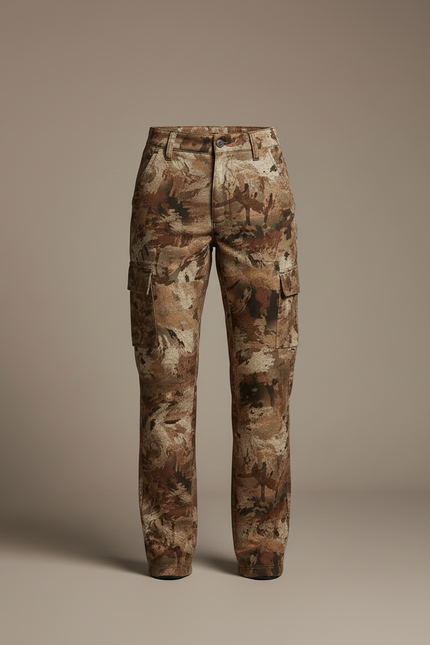 Pantalon Cargo Camouflage Marron Chasse Extensible Femme - Toile - vue 3