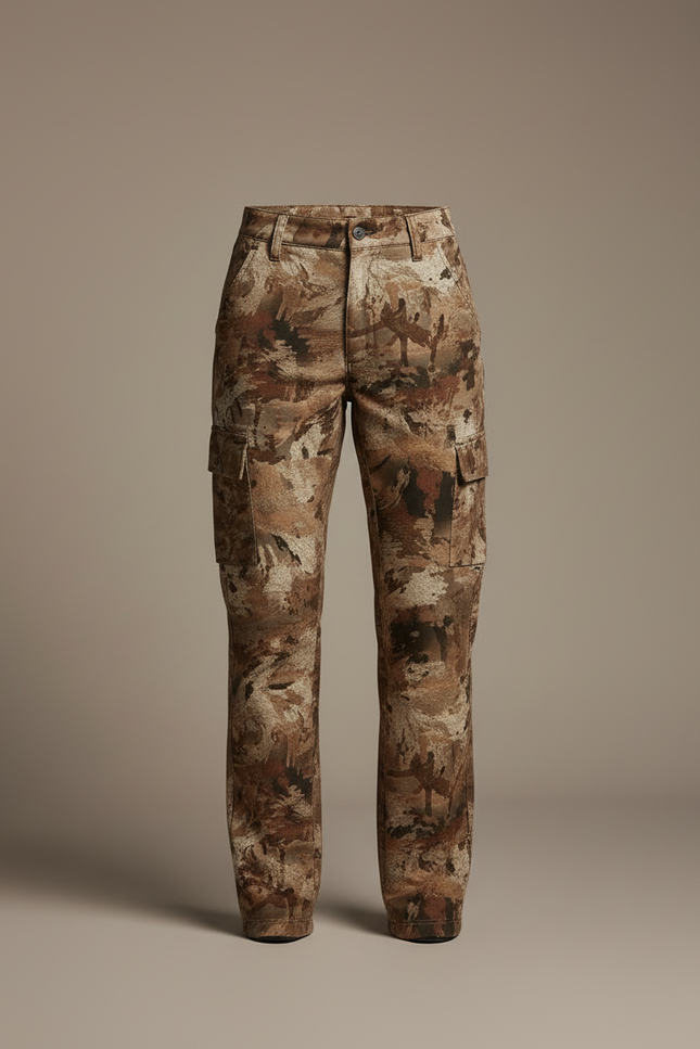Pantalon Cargo Camouflage Marron Chasse Extensible Femme - Toile - vue 3