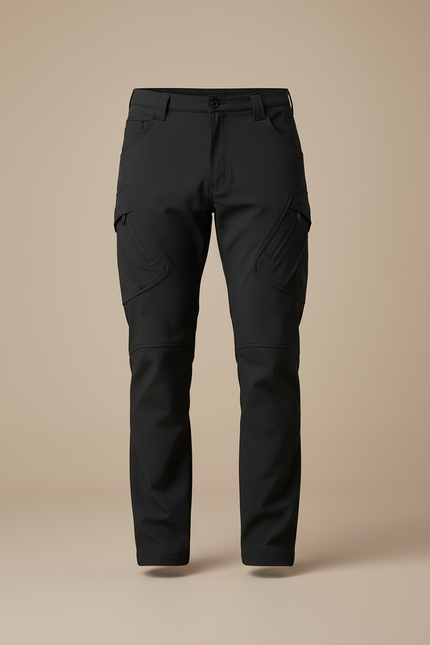 Pantalon Cargo Homme Noir Coupe Droite Multipoches - Polyester - vue 3
