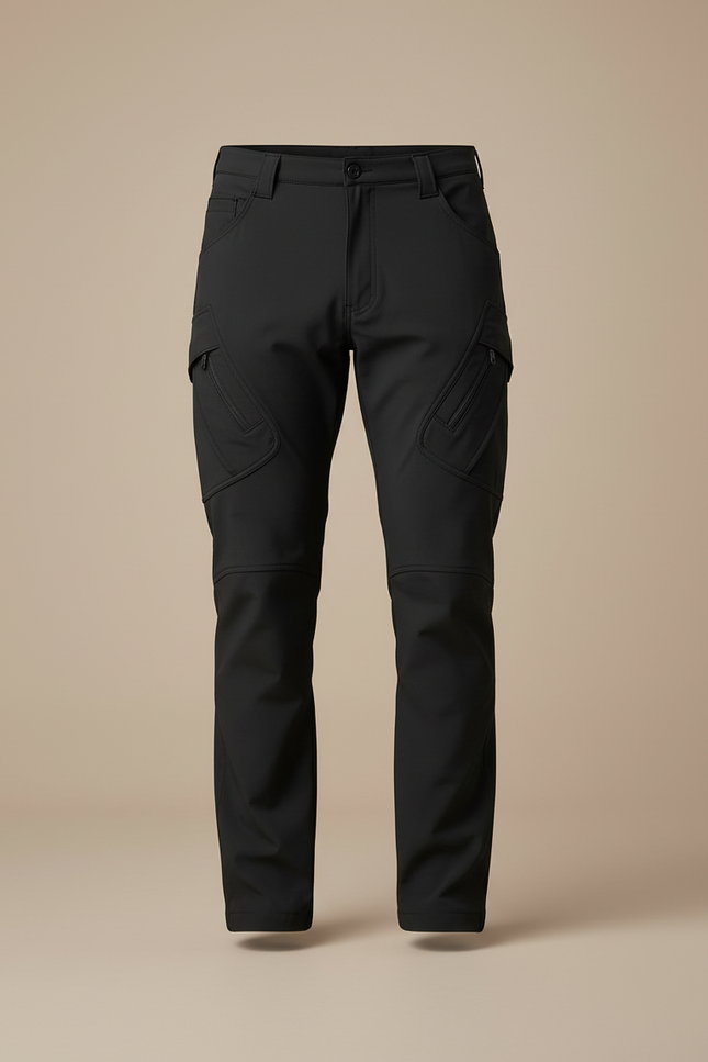 Pantalon Cargo Homme Noir Coupe Droite Multipoches - Polyester - vue 3