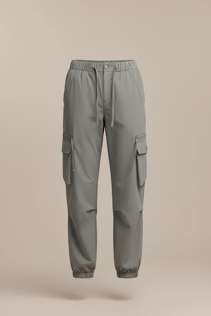 Pantalon Cargo Gris Ample Tissu Léger Sportswear - Polyester - vue 3