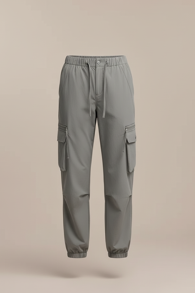 Pantalon Cargo Gris Ample Tissu Léger Sportswear - Polyester - vue 3