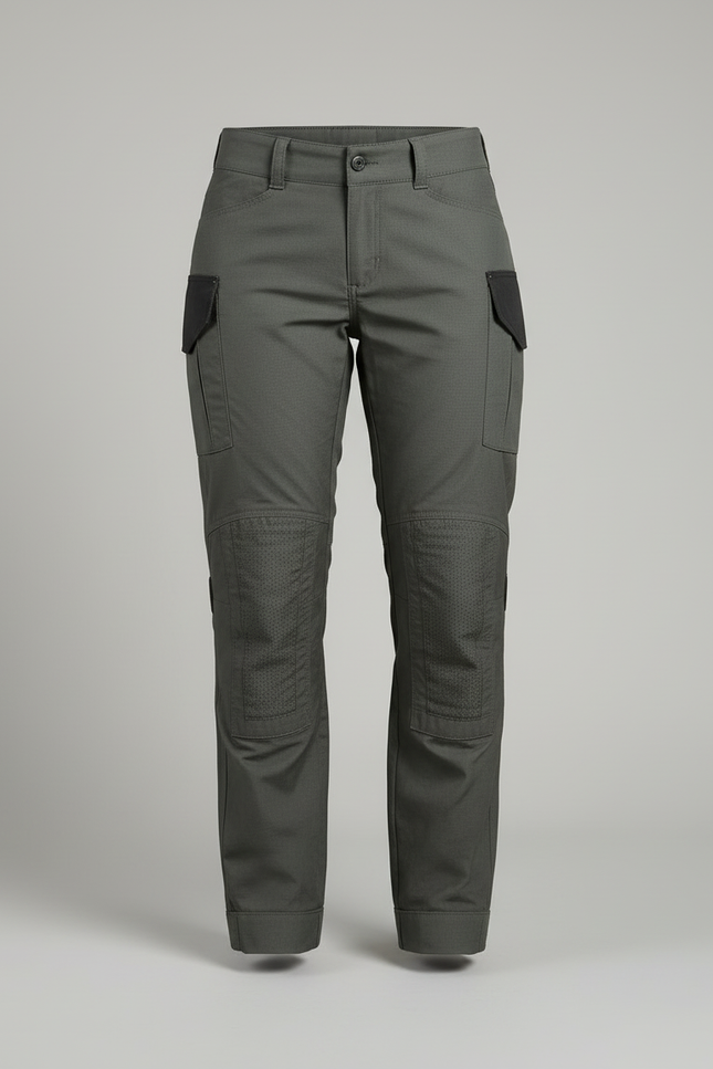 Pantalon Cargo Vert Militaire Femme Tactique Renforcé - Toile - vue 3