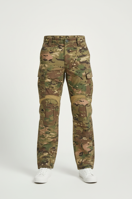 Pantalon Cargo Camouflage Garçon Tactique Multipoches Résistant - Multicolore Toile - vue 3