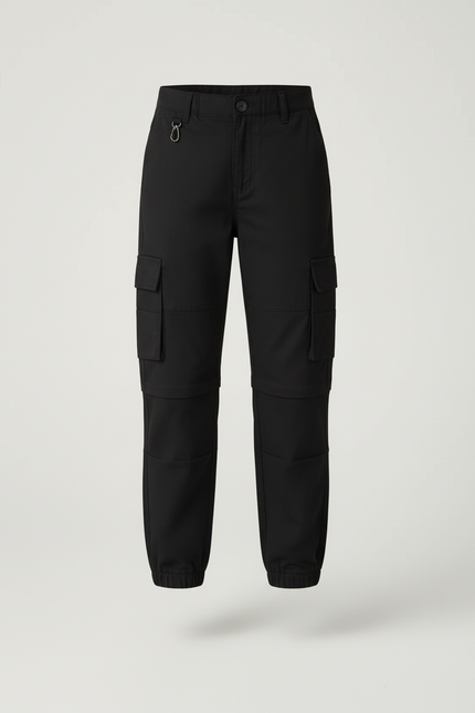 Pantalon Cargo Noir Décontracté Ample Enfant - Gabardine - vue 3