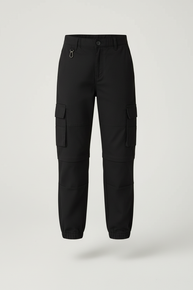 Pantalon Cargo Noir Décontracté Ample Enfant - Gabardine - vue 3