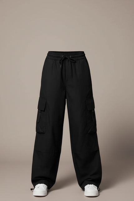 Pantalon Cargo Fille Noir Parachute - Polyester - vue 3