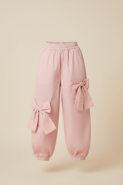 Pantalon Cargo Rose Ample Nœuds Fille - Coton - vue 3