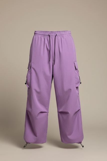 Pantalon Cargo Violet Ample Fluide Streetwear Homme - Polyester - vue 3