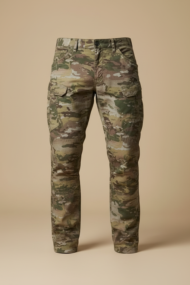Pantalon Cargo Camouflage Militaire Multipoches Résistant Homme - Multicolore Toile - vue 3