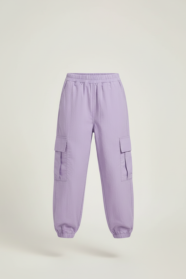 Pantalon Cargo Violet Ample Fille Multipoches - Polyester - vue 3
