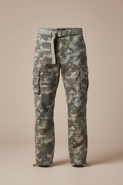Pantalon Cargo Camouflage Multipoches Coton Décontracté Homme - Kaki Toile - vue 3