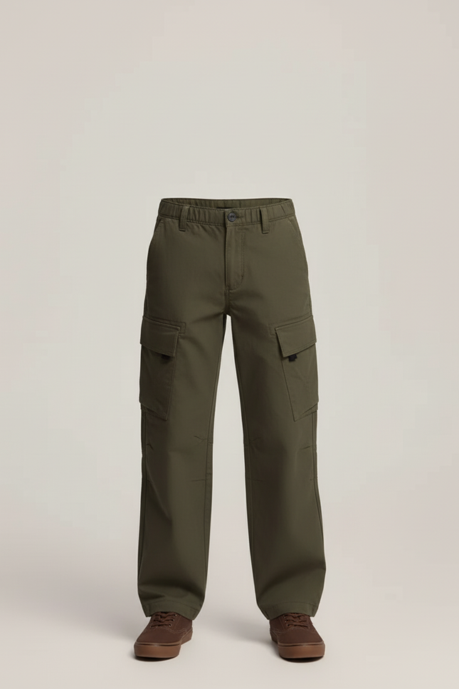 Pantalon Cargo Vert Kaki Ample Décontracté Garçon - Toile - vue 3