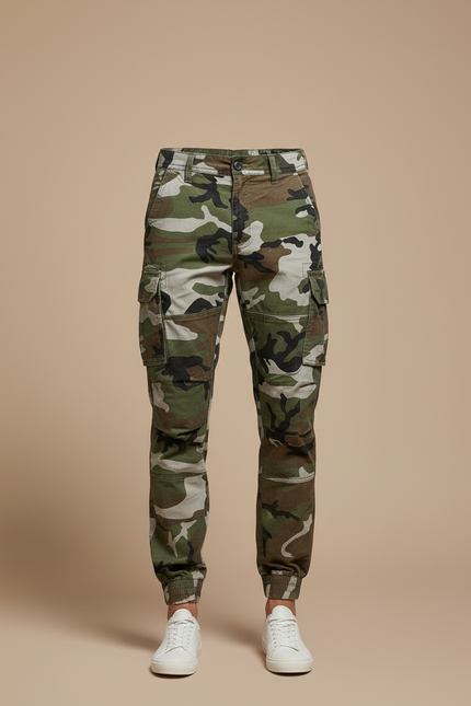 Pantalon Cargo Camouflage Militaire Coton Slim Jogger - Multicolore - vue 3