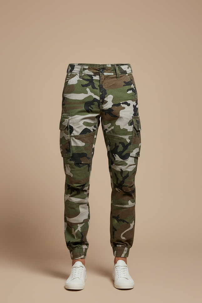 Pantalon Cargo Camouflage Militaire Coton Slim Jogger - Multicolore - vue 3