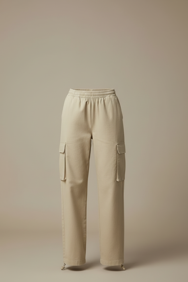 Pantalon Cargo Beige Ample Femme Multipoches Décontracté - Toile - vue 3