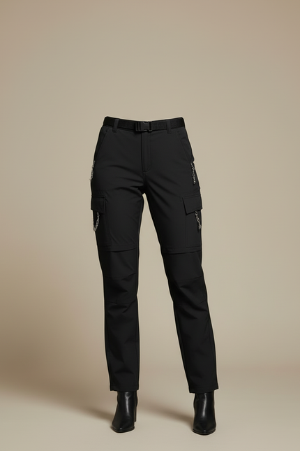 Pantalon Cargo Noir Convertible Femme Léger Élastique - Polyester - vue 3