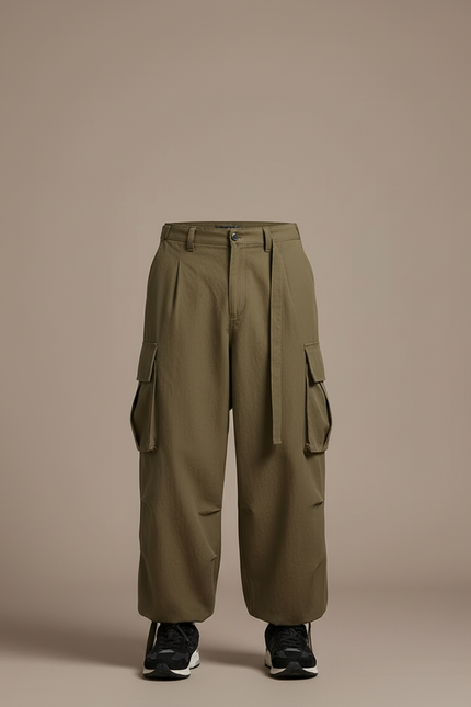 Pantalon Cargo Ample Kaki Multipoches Décontracté Homme - Toile - vue 3