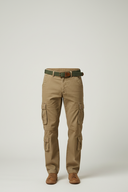 Pantalon Cargo Kaki Ample Multipoches Homme Décontracté - Toile - vue 3