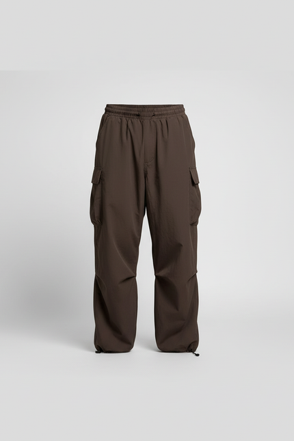 Pantalon Cargo Marron Ample Streetwear Cordon Homme - Polyester - vue 3