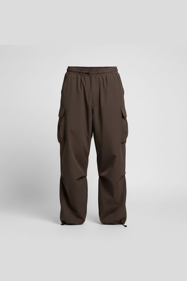 Pantalon Cargo Marron Ample Streetwear Cordon Homme - Polyester - vue 3