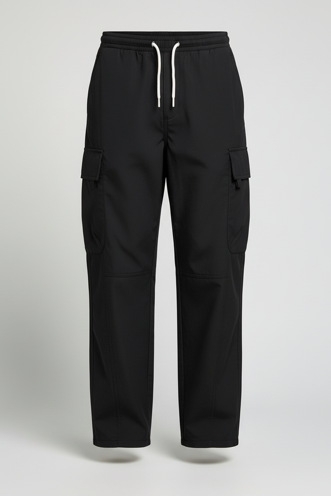 Pantalon Cargo Noir Ample Cordon Homme Léger - Polyester - vue 3