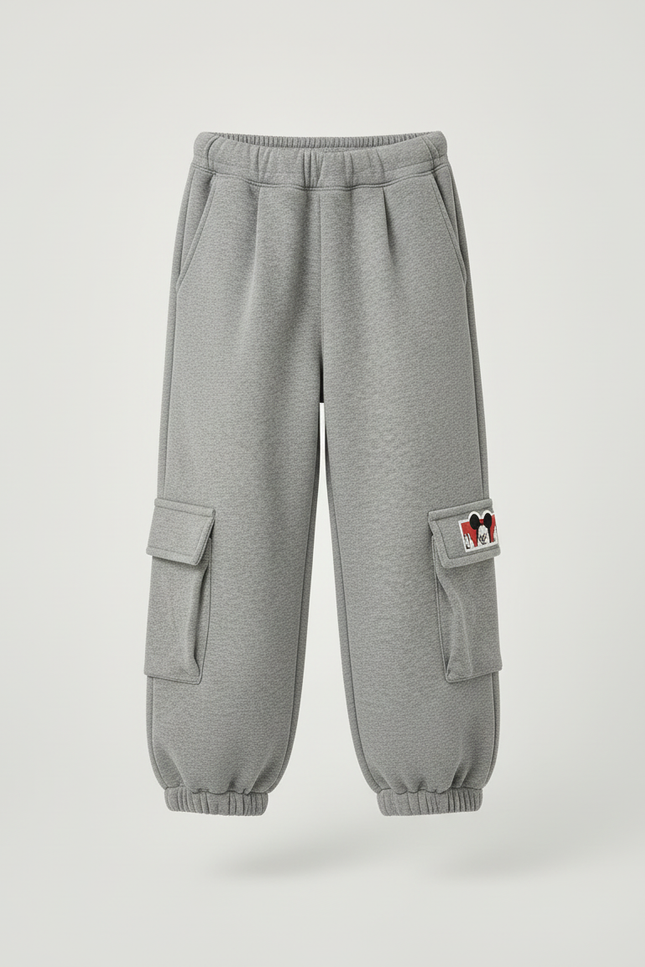 Pantalon Cargo Gris Ample Molletonné Enfant Décontracté Cartoon - vue 3