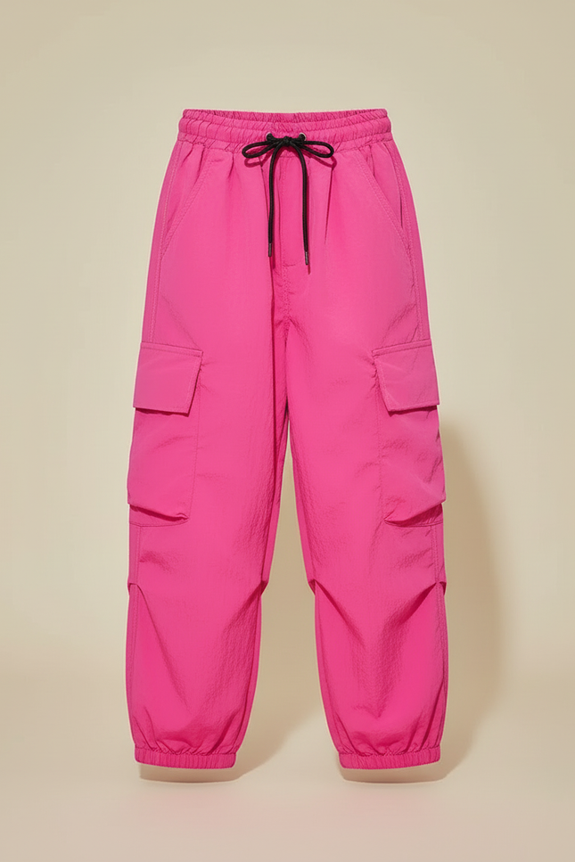 Pantalon Cargo Rose Fluorescent Ample Multipoches Enfant - Polyester - vue 3