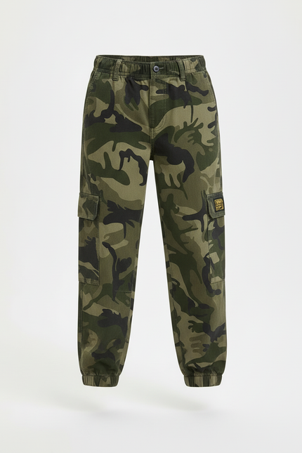 Pantalon Cargo Camouflage Coton Ample Garçon - Kaki - vue 3