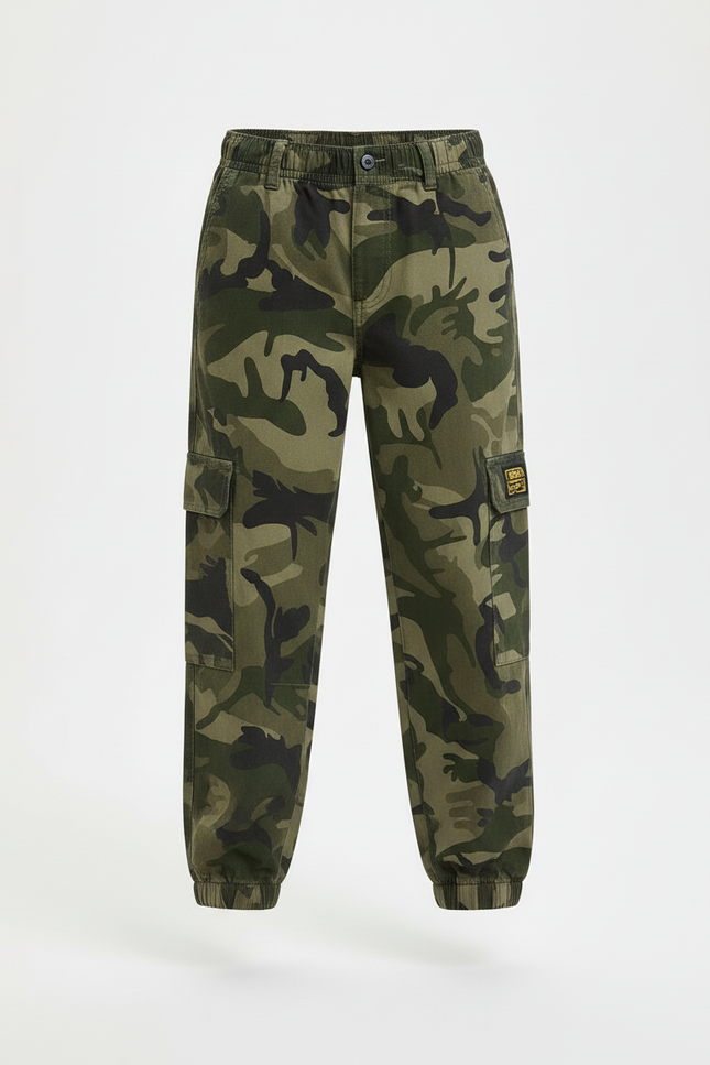 Pantalon Cargo Camouflage Coton Ample Garçon - Kaki - vue 3