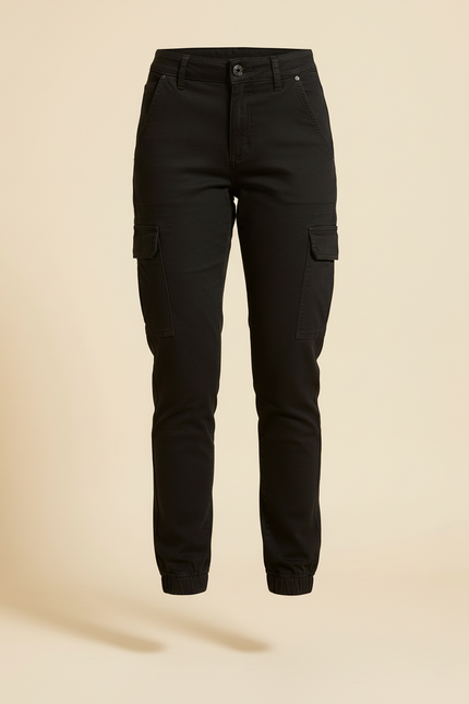 Pantalon Cargo Noir Slim Taille Basse Femme - Toile - vue 3