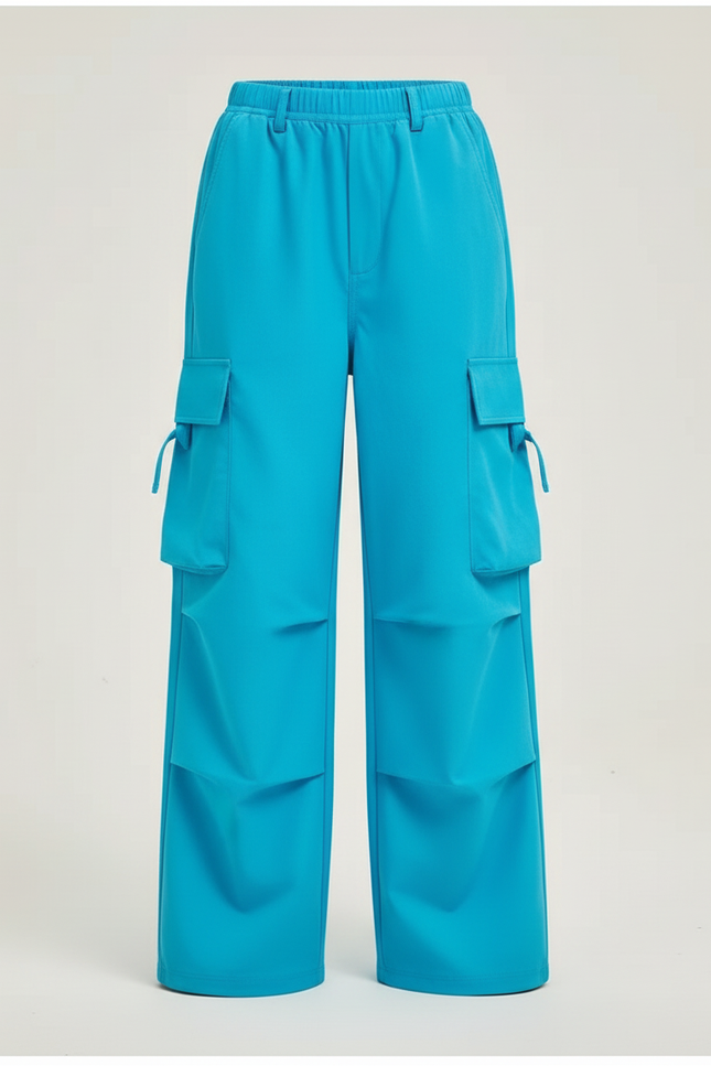 Pantalon Cargo Bleu Ample Poches Enfant - Polyester - vue 3