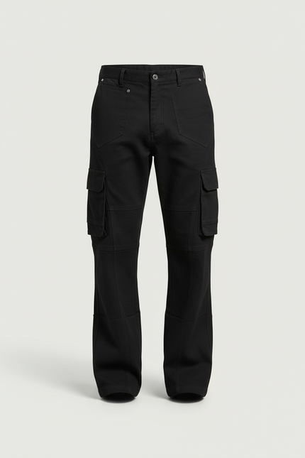 Pantalon Cargo Noir Ample Multipoches Homme Y2K - Toile - vue 3