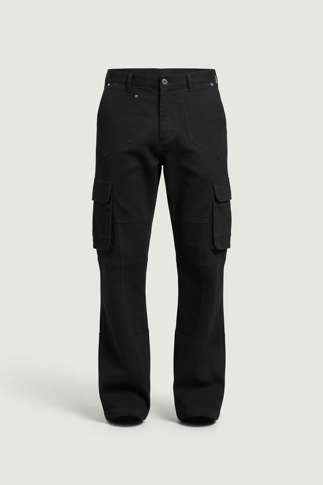 Pantalon Cargo Noir Ample Multipoches Homme Y2K - Toile - vue 3
