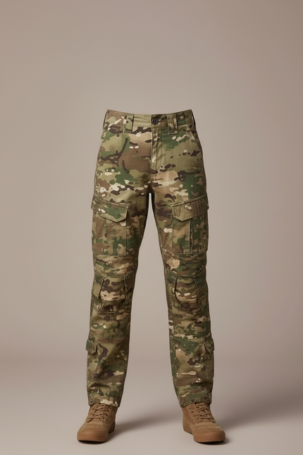 Pantalon Cargo Camouflage Militaire Enfant Multi-poches - Multicolore Toile - vue 3
