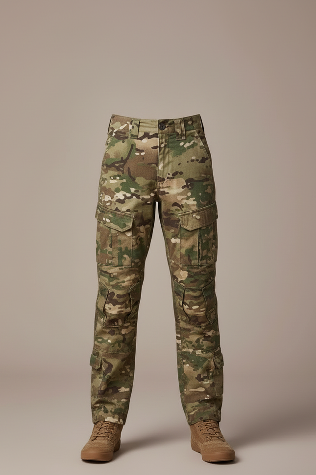 Pantalon Cargo Camouflage Militaire Enfant Multi-poches - Multicolore Toile - vue 3