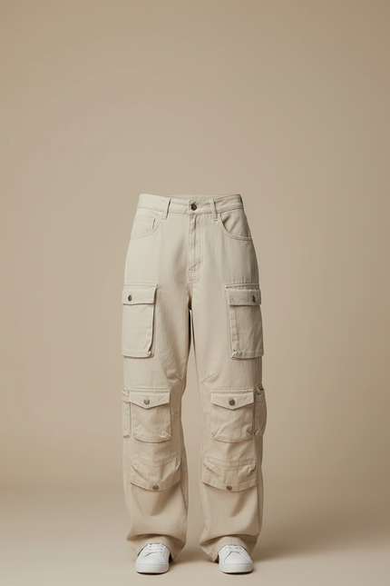 Pantalon Cargo Beige Ample Multipoches Femme - Toile - vue 3