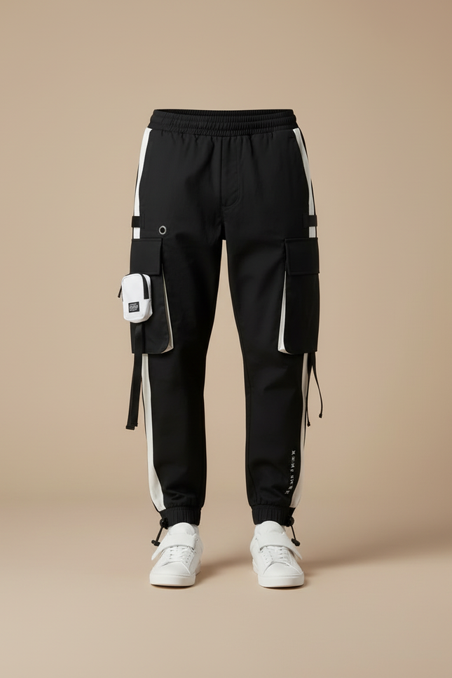 Pantalon Cargo Noir Et Blanc - Polyester - vue 3